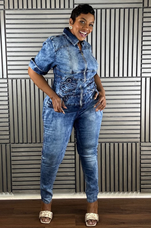 Girl in Denim Romper