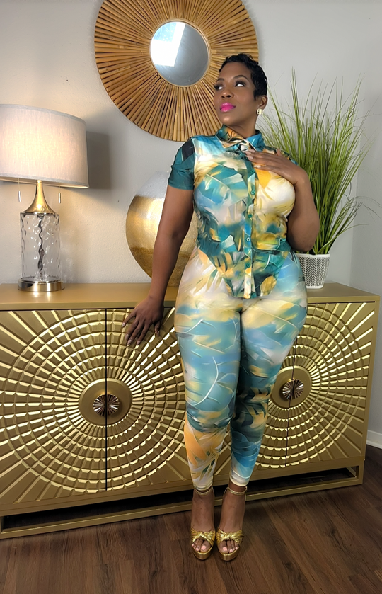 So Girly Crop Top & Leggings Set (Green)