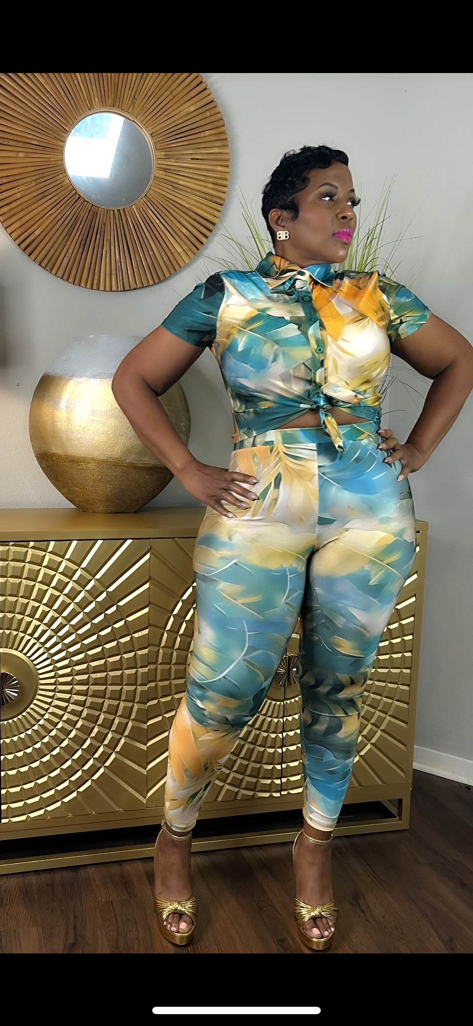 So Girly Crop Top & Leggings Set (Green)