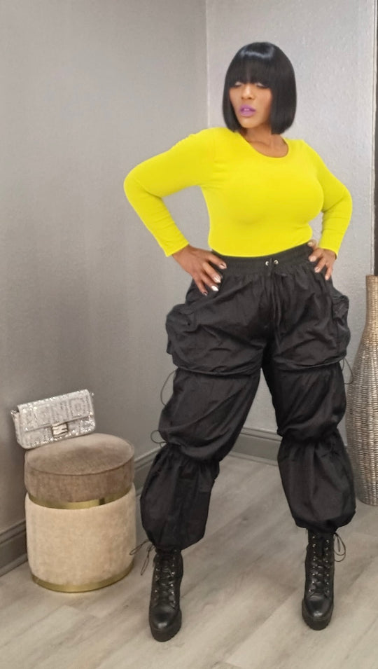 Prissy Parachute Pants in Black