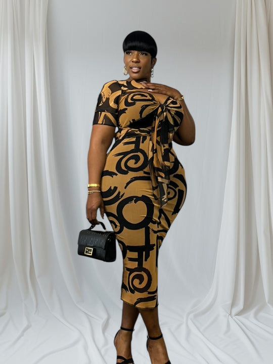 DATE NIGHT DRESS IN TAN